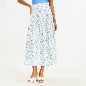 LOFT - Petite Bouquet Tiered Midi Skirt - Size 6 - NWT